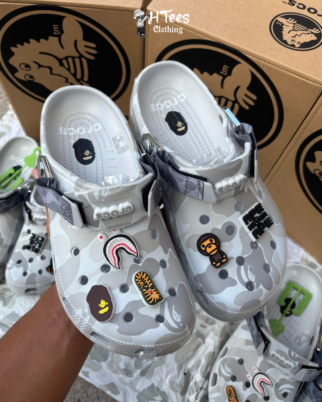 Grey Bape Camo Crocs