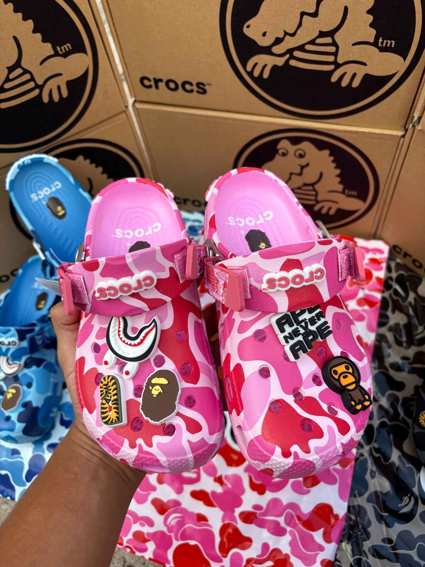 Pink Bathing Ape X Crocs