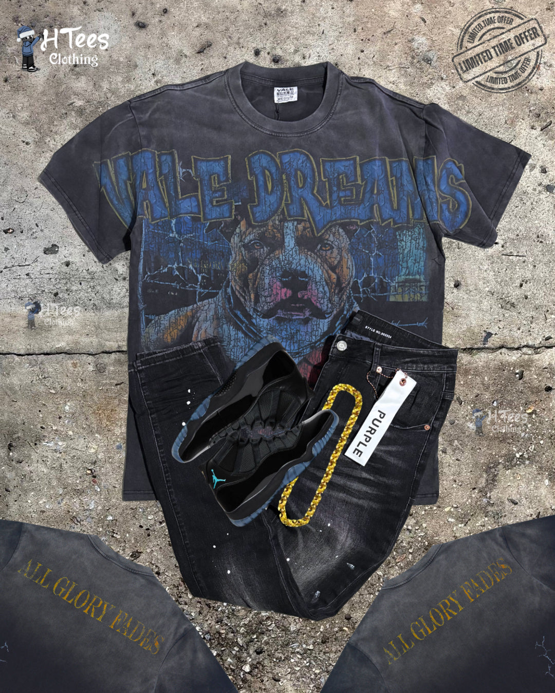 Black Wash Valley Dreams Dog T-Shirt