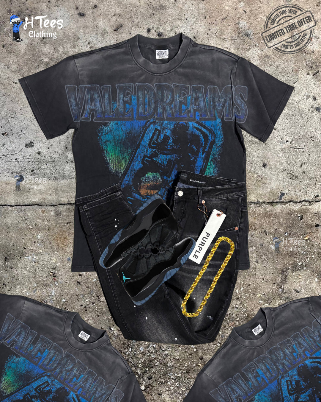 Black Wash Valley Dreams Hole T-Shirt