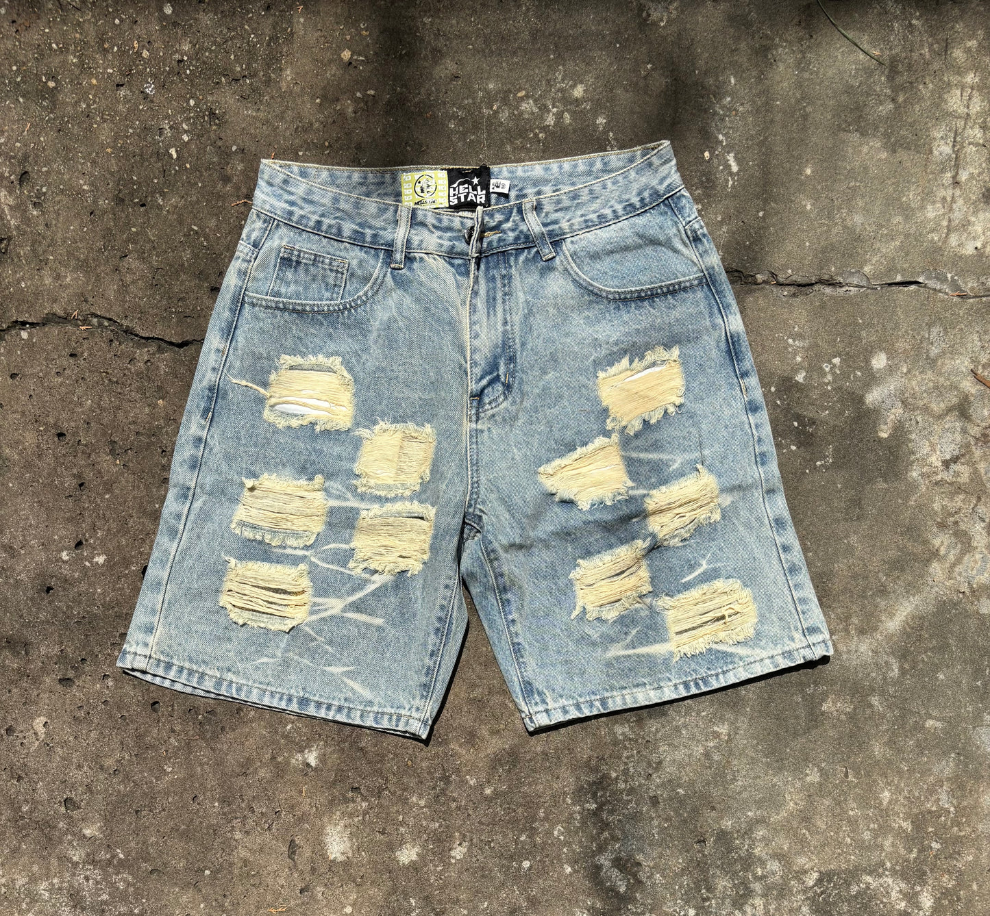 Blue Hellstar Jeans Short