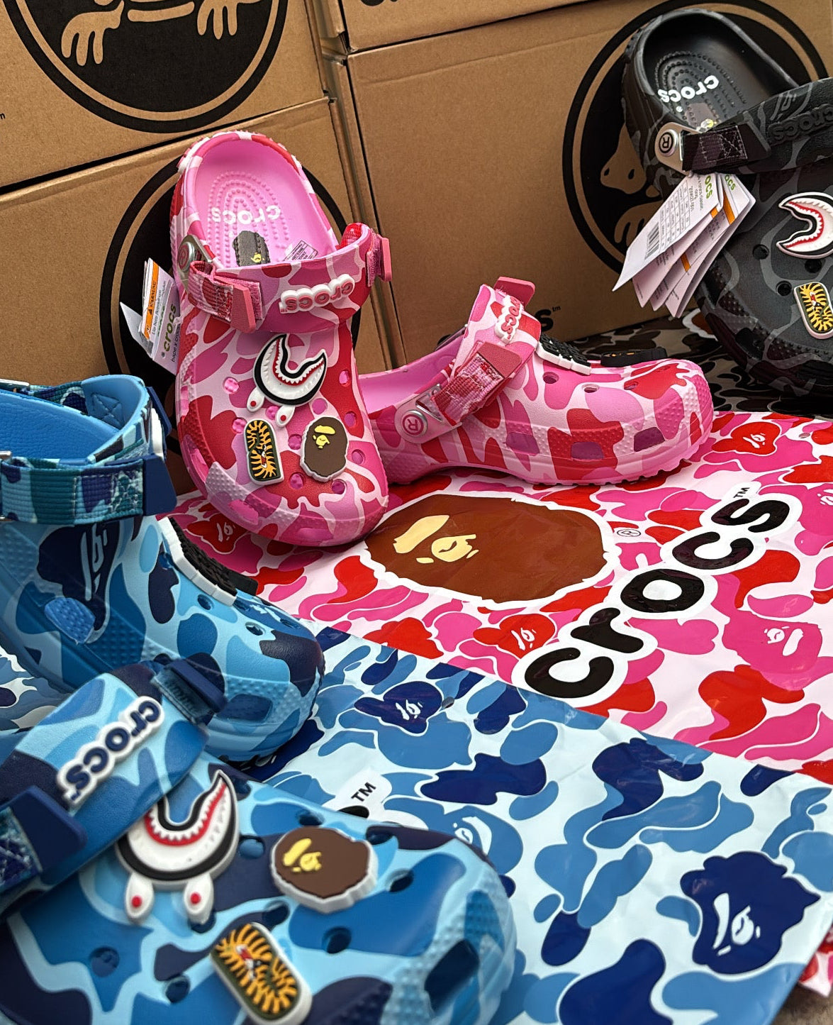 Pink Bathing Ape X Crocs
