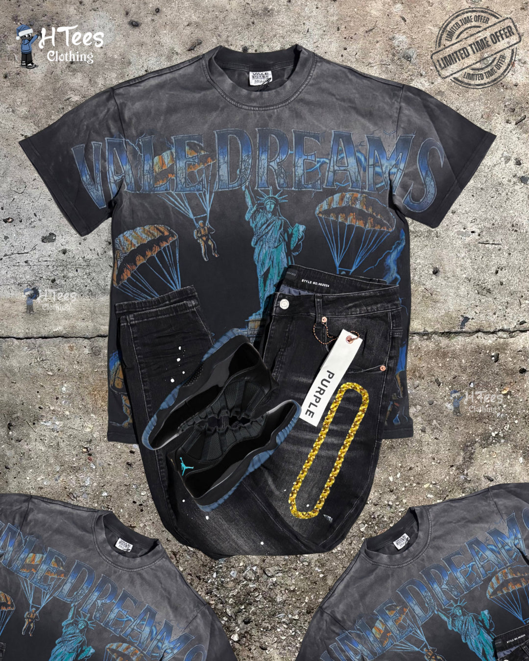 Black Wash Valley Dreams Statue T-Shirt