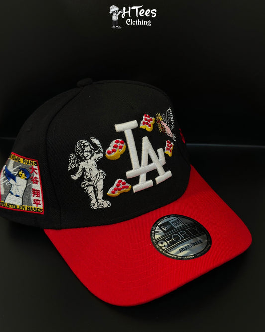 Black/Red LA Snapback